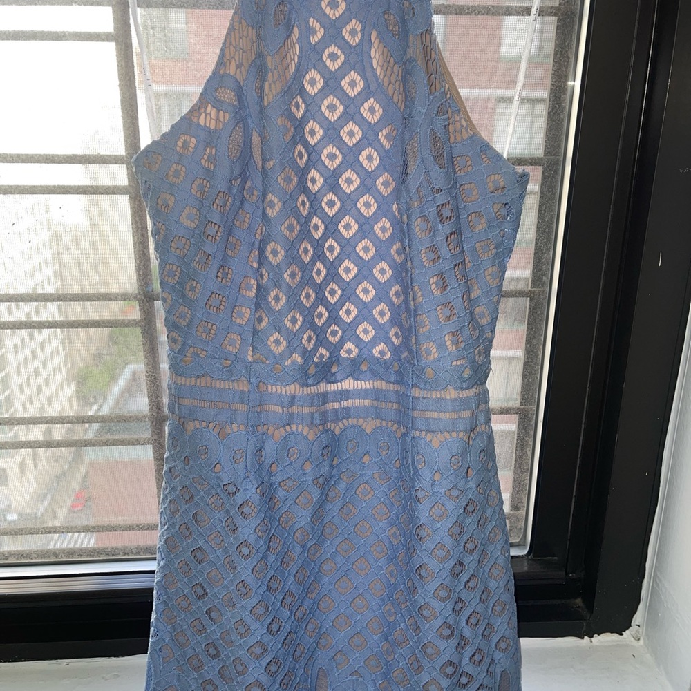 Lulu's Blue Halter Sheath Dress for Weddings - Picture 2 of 8